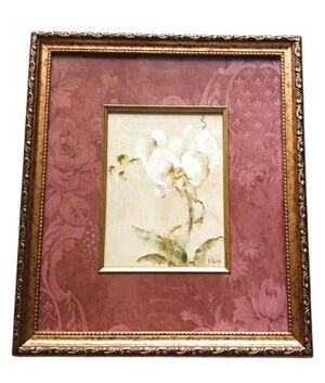 Home Interiors Cheri Blum White Orchid Floral Art Print Ornate Gold Framed 16X14